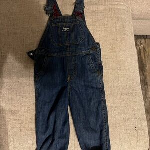 Oshkosh B'Gosh Boys 2T  Vestbak Overalls Cotton Denim Plaid Flannel lined